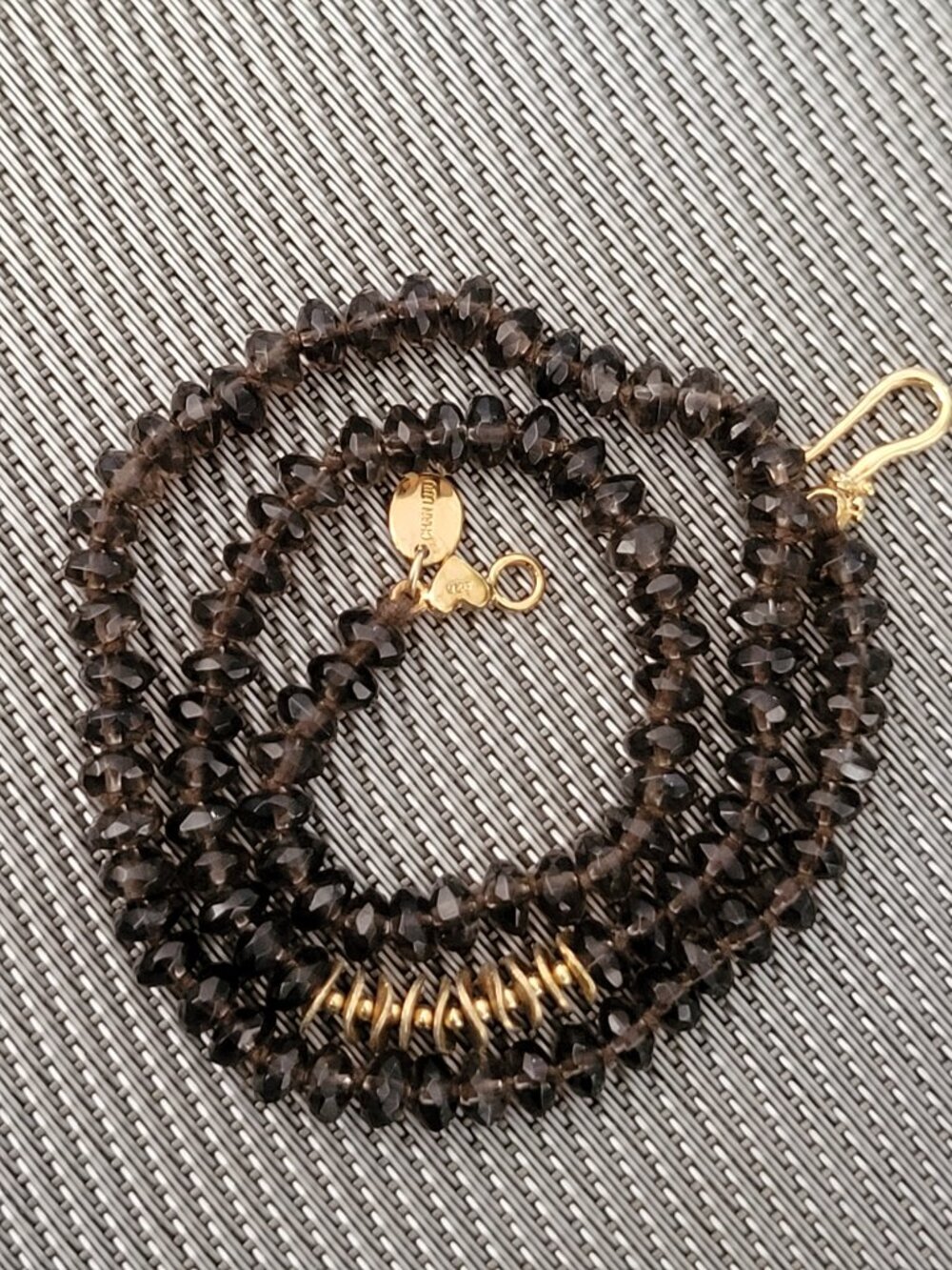 Chan Luu NWOT brown Quartz Faceted Bead Necklace - Gold Tone Accent Clasp